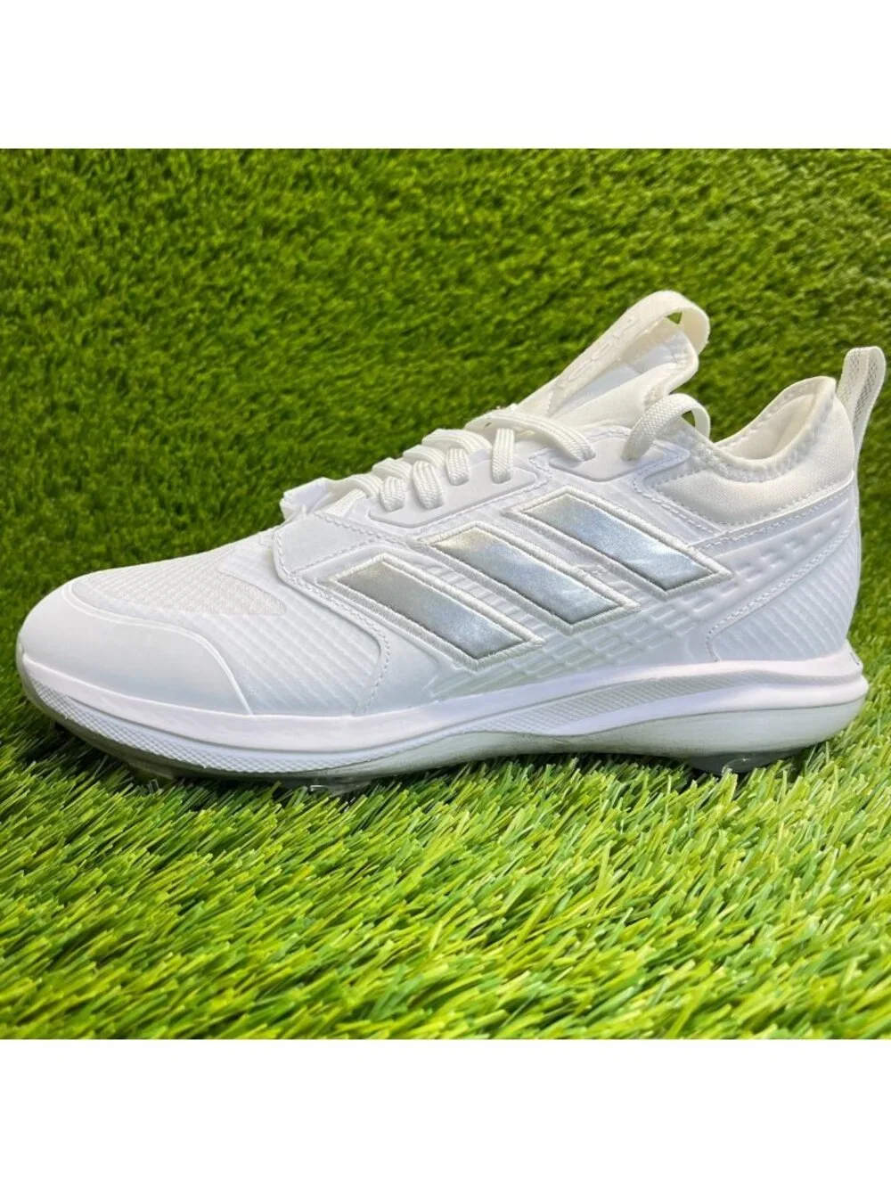Adidas Icon 8 Boost Mens Size 7 White Silver Running Outdoor Baseball Cleats